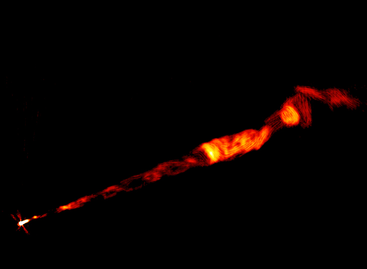 Double helix structure observed in the jet emanating from the black hole in M87 galaxy