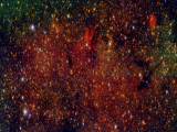 Imagen en falso color de uno de los campos estudiados por el proyecto Galacticnucleus. Fuente: Proyecto Galacticnucleus.