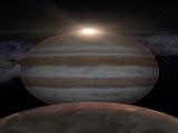 Jupiter view from moon Ganimedes